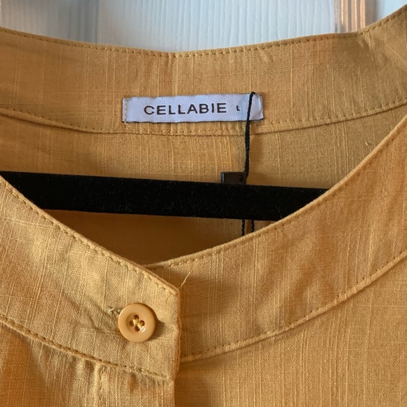 CELLABIE  Mustard Pocket Three-Quarter Sleeve
Button-Up Top - Women - Picture 4 of 10